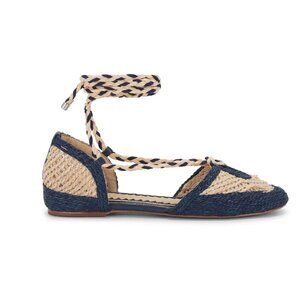 Schutz Jessel Flat Espadrille Sandals in Perla Nautico Blue NIB – Size 8